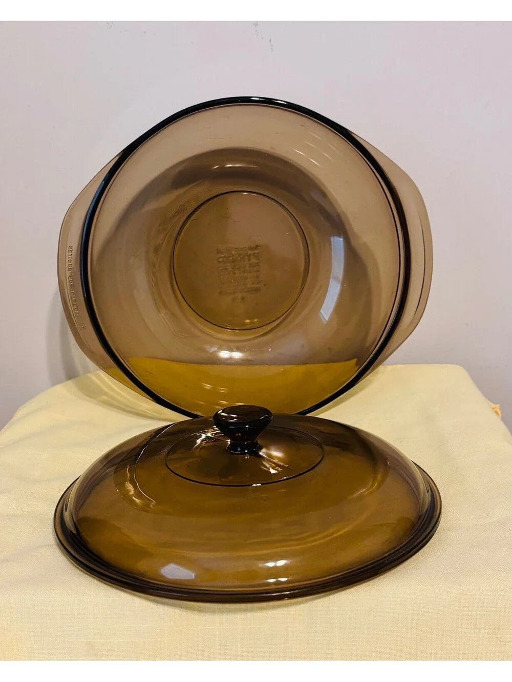 MCM 1990s Vintage Pyrex 024 Fireside Brown Glass 2qt Casserole Dish with Lid USA
